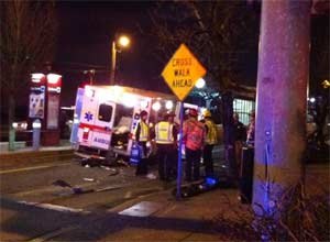 Image KPTV PortlandThe force of the crash moved the ambulance 20 feet foward