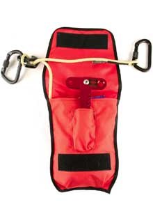 Photo SkedcoThe Skedco personal bailout kit includes 65 feet of 5/16-inch Technora escape rope, a window-rappel anchor, two aluminum carabiners, a mini escape 8, and a carrying pouch.