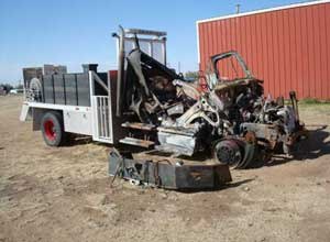 Photo NIOSHThis brush truck was abandoned by Firefighter Elias Jaquez and four others when it became stuck in sand. A recent NIOSH report recommended training apparatus drivers in conditions where they might be expected to operate, including extreme weather and off-roading.