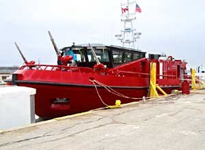Photo courtesy of Dan JasinaChicago Fire Department's new fireboat is docked in Wheatley, Ontario.