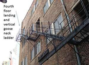 NIOSH photoThe exterior fire escape is seen after the incident.