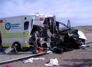 AP Photo/Colorado State PatrolA study by the NAEMSP shows that ambulance crashes are more likely to result in fatalities than those of fire or police vehicles.
