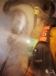 Photo Motorola Solutions, Inc.The Motorola Solutions APX XE RSM is seen with the emergency light activated amid smoke.