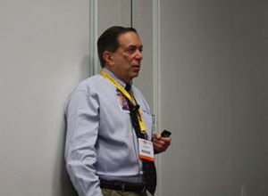 Photo Jamie ThompsonCareFlite CEO Jim Swartz talks to a session at EMS Expo in Dallas.