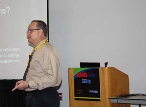 Photo Jamie Thompson Paramedic Steve LeCroy talks to EMS Expo session attendees in Dallas on Wednesday.