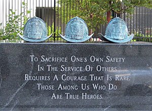 Photo courtesy of The Memorial CommitteeThe memorial honoring the firefighters.