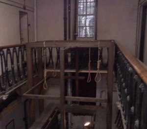 The asking price of $749,000 includes gallows, nooses, handcuffs, the everlasting handprint of a hanged coal miner and possibly some ghosts. (Photo/The Old Museum Jail via Facebook)