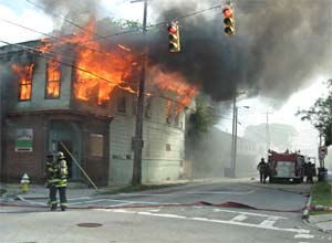 Photo Engineer Robert Fulmer/Charleston, S.C., Fire DepartmentFirefighters respond to the fire in Charleston, S.C.