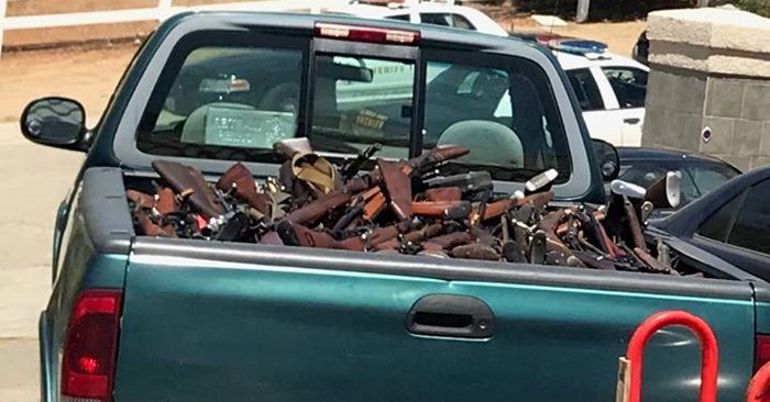 Truck filled with firearms.