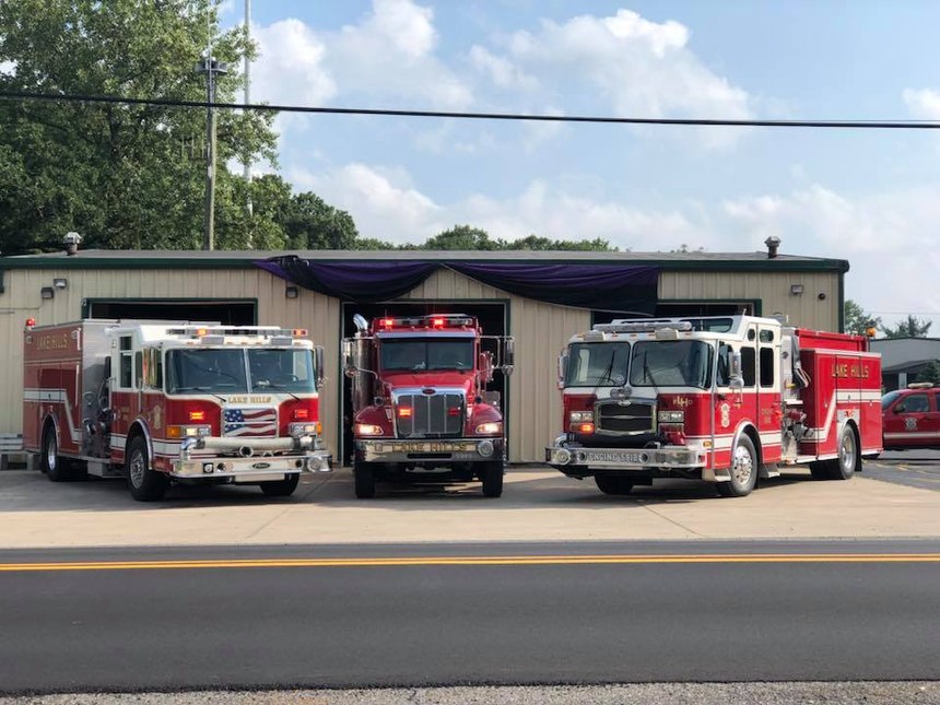 The Lake Hills Fire Department put bunting up at the station to honor Jaclyn Nauracy. (Photo/LHFD)