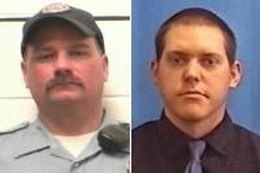 Photo courtesy of DenverPost.com Ordway, Colo. firefighters John Schwartz, left, and Terry DeVore died when their emergency vehicle fell from a collapsing bridge April 14, 2008.
