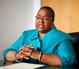 In this April 20, 2015, file photo, Wayne County Prosecutor Kym Worthy speaks during an interview in Detroit. (AP Photo/Paul Sancya, File)