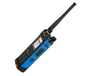 During the demonstration, an officer equipped with a Motorola P25 APX 7000 Portable Radio (above) stood in the back of the room. He showed up as a blip on the screen of the Motorola MCC 7500 IP Dispatch Console at the front of the room.
