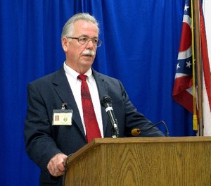 Federal public defender David Stebbins, an attorney for condemned Ohio inmate Alva Campbell, discusses the events that led to Campbell’s execution being called off after unsuccessful attempts to find usable veins, on Wednesday, Nov. 15, 2017, in Lucasville, Ohio.