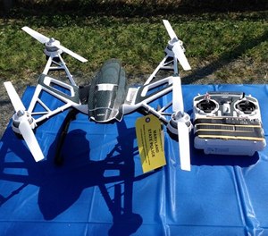 This photo shows a Yuneec Typhoon drone and controller Monday, Aug. 24, 2015, in Jessup, Md.