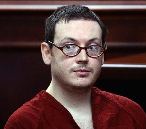In this Aug. 24, 2015, file photo, James Holmes appears in court for the sentencing phase in his trial at Arapahoe County District Court in Centennial, Colo.