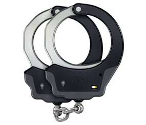 These aluminum frame handcuffs are made with either a steel or aluminum (an even lighter version) bow, which has small, flat ridges along the edge that allow for improved purchase on a subject’s wrists when applying the cuffs.