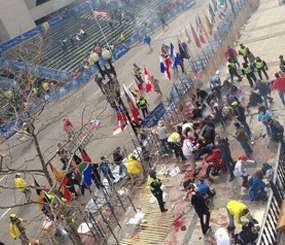 Two bombs made from pressure cookers detonated near the finish line at the Boston Marathon, killing 3 and wounding hundreds.