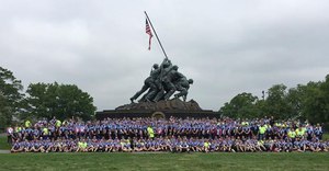 Riders are pictured at the U.S. Marine Corps War Memorial in Arlington County, Virginia.