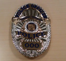Photo courtesy of Blackinton
The Blackinton B2172 badge, shown in the above promotional photo, deflected a bullet fired at Oakland, Tenn., Officer Joshua Smith during a traffic stop on Christmas Eve.