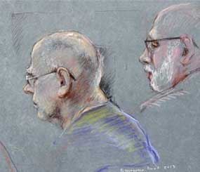 This courtroom sketch depicts James
