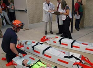 Photo Bruce GarnerResponders take part in the drill Thursday.