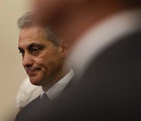 Chicago Mayor, Rahm Emanuel during a news conference Thursday, Feb. 23, 2012, in Chicago. Emanuel says Chicago would not conduct activities like the NYPD operation that spied on Muslims in Newark, N.J., when Chicago Police Superintendent Garry McCarthy was chief there.