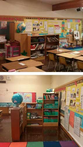 Stan Cohen’s suggestion is called “The Cubicle of Life” and he has already implemented his solution in at least one school (for OpSec I'll leave it at that). The first image above is the view of 'The Cubicle of Life' as seen from the door to the classroom. In the event of a lockdown call, students might be able to put their chairs on top of the tables before moving into their hiding place, making the room look even more convincingly empty. The second image shows the hiding place itself.