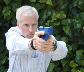 I frequently use my daily 10-minute training time to practice draws and de-escalation / re-holster techniques. I do this with my Blue Gun in my living room or in my back yard.