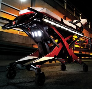 The iN/X is the first of its kind: a powered self-loading stretcher. (Image Ferno)