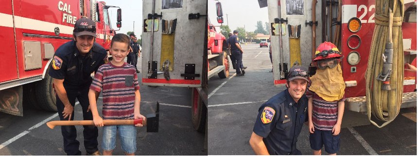 A visit from the children of CAL FIRE Captain Zach Hollister during a break provided a much-needed morale boost to the firefighters on the line. (Photos/Courtesy Zach Hollister)