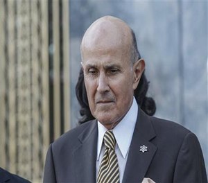 Former Los Angeles Sheriff Lee Baca leaves U.S. Court House building in Los Angeles on Wednesday, Feb. 10, 2016. Baca pleaded guilty to lying during a federal probe into beatings by deputies and corruption at the jails he ran.