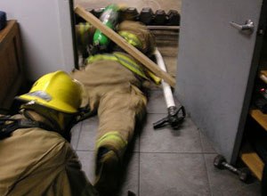 Photo courtesy of JVFDJollyville, Texas, firefighters take part in Mayday and self-rescue training.