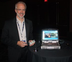 Motorola’s Dan Naylor demonstrated his company’s latest advancement in over-the-air LTE on the public safety swath of 700MHz spectrum during the 2010 Motorola Integrated Command & Control Users’ Conference at the Red Rock Resort in Las Vegas.  (PoliceOne Image) 