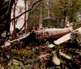 This Beech 58 — N721WW — had suffered “fuel starvation” while trying to find the airport some seven-plus miles to the southeast, became a sailplane in IFR flight conditions, stalled out, and dropped from the sky less than 100 yards from where I stood.