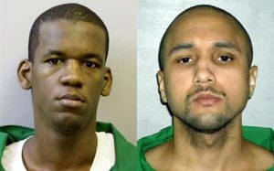This photo shows inmates Quincy Jovan Allen (left) and Mikal Deen Mahdi (right), the two men on death row accused of attacking a South Carolina security guard. (AP Photo)