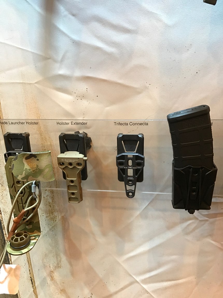 S and S Precision holster mounts, including the Trifecta Connecta, allow a police officer to use the same exact holster and platform for a variety of assignments. Besides the modularity, this set up is extremely light.