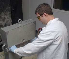 R&D Manager Jonathan Lirette works with a clay blade in Point Blank Solutions’ Pompano Beach (Fla.) labs.