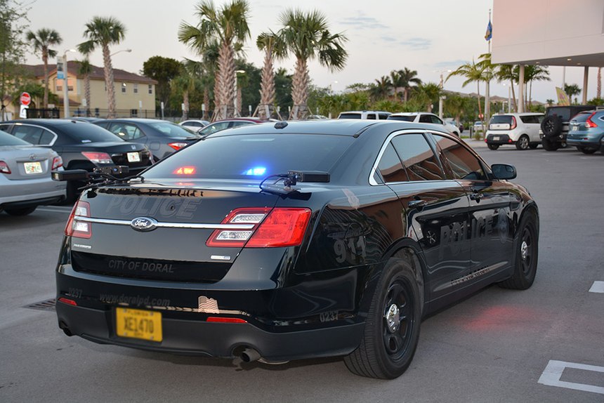 Doral PD supplements its fixed license plate reader camera installations with one mobile camera system mounted on a patrol car, but the department plans to expand the fixed camera installations to cover all points of entry into the city. (image/Doral PD)