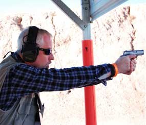 I spent a lot of time with PoliceOne Senior Editor Doug Wyllie during Media Day 2012. I snapped this picture of him shooting the Colt Mustang Pocketlite after I tested it out myself. (PoliceOne Image)