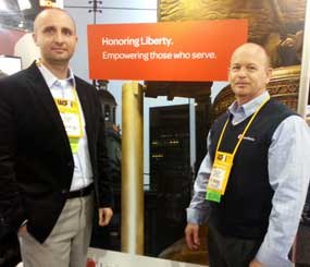 Bill Hatfield from LexisNexis and Adam Mikrut from DigitalStakeout give me a brief demonstration of Social Media Monitor at the LexisNexis booth on the trade show floor at IACP 2013 in Philadelphia