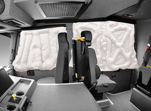 Spartan’s side-curtain airbags are custom made to fully cover the windows of each cab they manufacture.