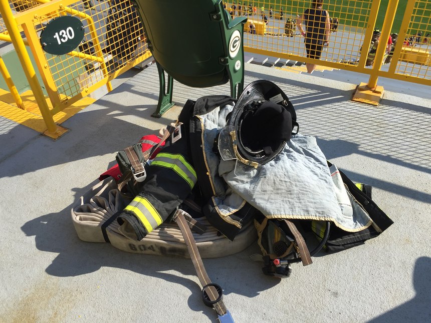 Organized stressed the importance of safety and encouraged firefighters to doff gear instead of overheating. (Photo by Greg Friese)