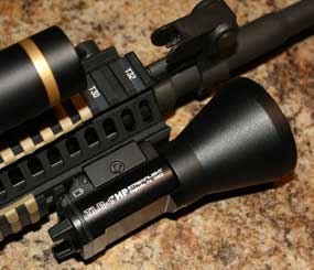 The Streamlight TLR-1 HP is physically the largest of the five lights, but I could ID the target out at 200 yards without it being so bright it seriously hampered night vision under CQB conditions.