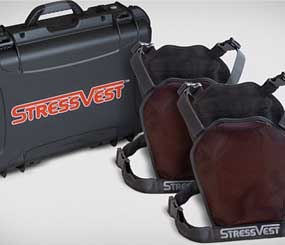 The StressVest is an offshoot of and uses the same technology as the ShocKnife, made by the same company.