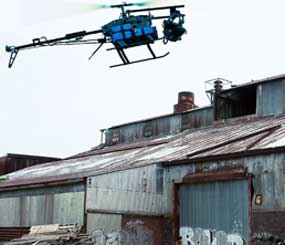 The Tactical Electronics RAPTR is equipped with atmospheric sensors for HAZMAT missions, IR sensors for search and rescue, and, yes, video surveillance cameras to provide a bird’s-eye view of the scene — essentially giving the good guys the higher ground. (Image Courtesy of Tactical Electronics)