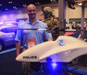 Pointing to a the 40 mm pod mounted on the port side of a ShadowHawk custom built for Department of Homeland Security, VDI CEO Mike Buscher explained,
