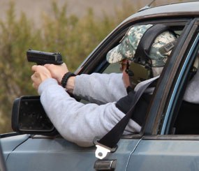 During my most recent range training exercises, the challenge was to get accurate, threat-stopping shots on target as quickly as possible from within the confined space of a compact car. I did this training using sighted fire.