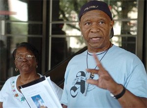 Robert H. King one of the three black convicts known as the "Angola Three" speaks during a news conference outside state court in Baton Rouge, La. (AP Photo/The Advocate, Arthur D. Lauck, File)