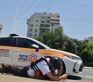 United Hatzalah's Dov Maisel takes cover: Maisel discusses safety and the emotional toll of the recent MCI events in Israel.